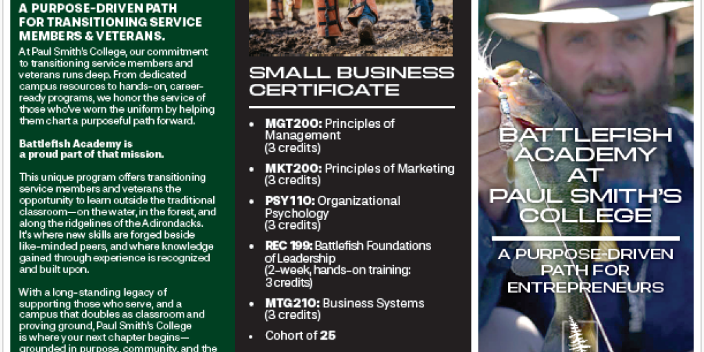 Paul Smith's college intensive 2 week guide course for Veterans