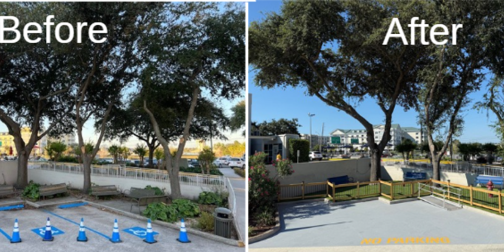 Before and after of the RHJ VA service dog space