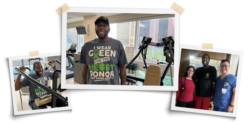 Keith McCarter in the gym and posing with his providers