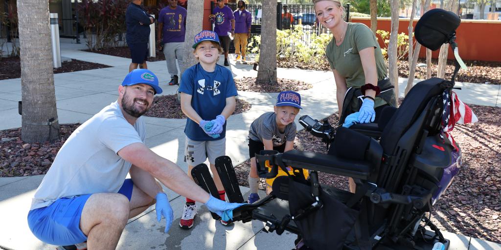 Veterans, Employees and Volunteers give back during a Wheelchair Cleaning Event at TampaVA Hospital