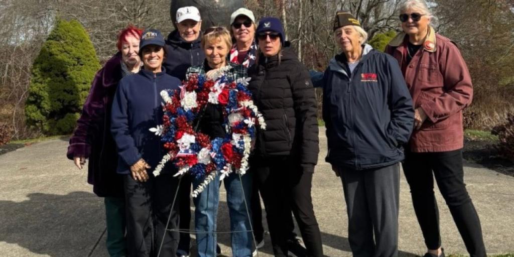 VA Providence's Joanne Barrett with local community leaders at the Women Veterans Memorial at the Rhode Island Veterans Cemetery in Exeter, RI.