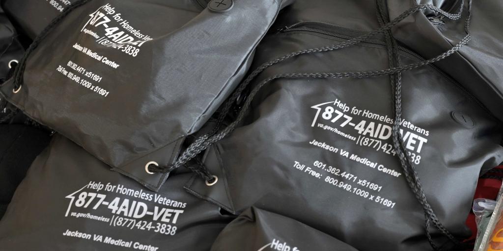 bags with the homeless veterans number
