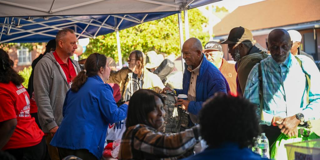 Veterans Attend a Homeless Veteran Stand Down event at the Dorn VAMC. 