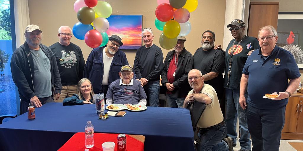 Group with Harvey Horn for his 102nd Birthday celebration.