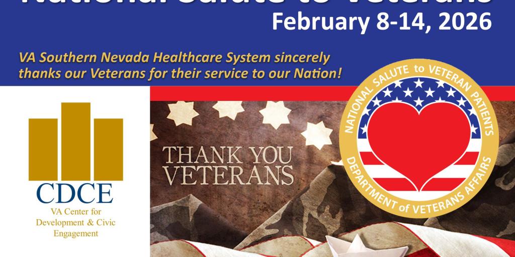 "National Salute to Veterans" flyer with a graphic of a heart.
