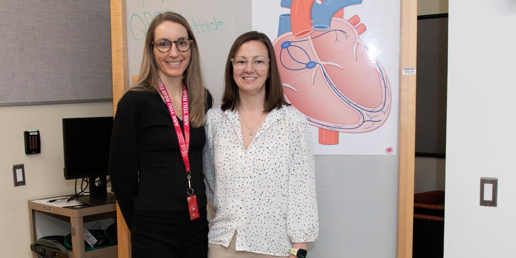 Sarah Snider and Jessica Hughes, RN educators with the Nursing Professional Development program at the Central Virginia VA Health Care System, lead a telemetry training class that equips VA nurses with the skills and confidence to provide high‑quality cardiac care for Veterans.