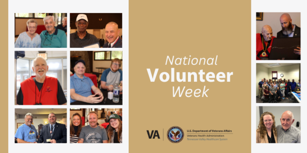 Collage of various people with "National Volunteer Week" text.