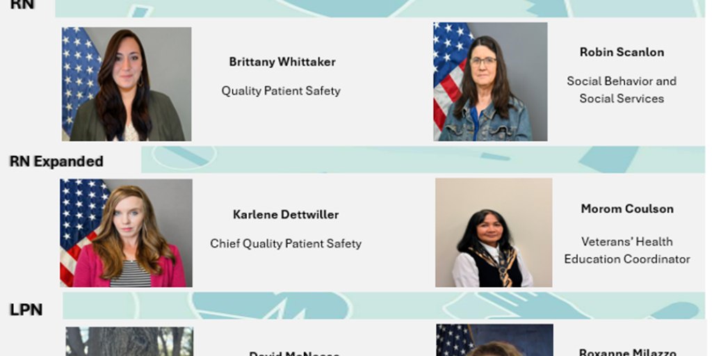Nursing Excellence Award Nominees Alaska VA 2025-2026, with photos and names of nominees.