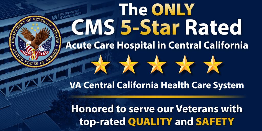 Graphic of VA Central California Health Care System with 5 gold stars.