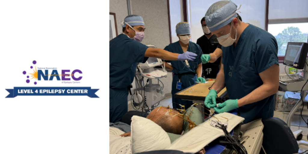 Surgeons in scrubs perform surgery on a patient. NAEC logo present.