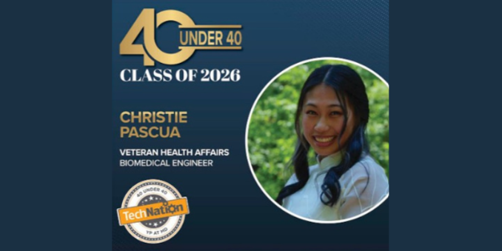 Photo of Christie Pascua and award graphic.