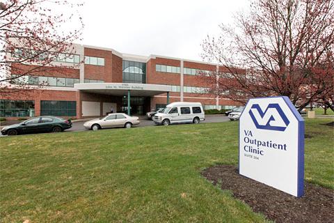 Exterior entrance and sign for the Williamsport VA Clinic.
