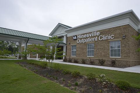 John Gibson, Dan James, William Sapp, and Frankie Smiley VA Clinic exterior, formerly Hinesville VA Clinic