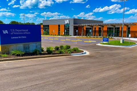Front side view of VA Kansas City health care's Lenexa VA Clinic.