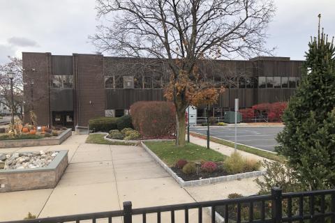 Clarkstown town hall sidewalk entrance