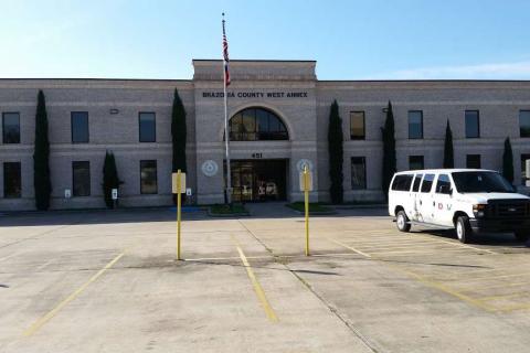 Two story building, Flag pole