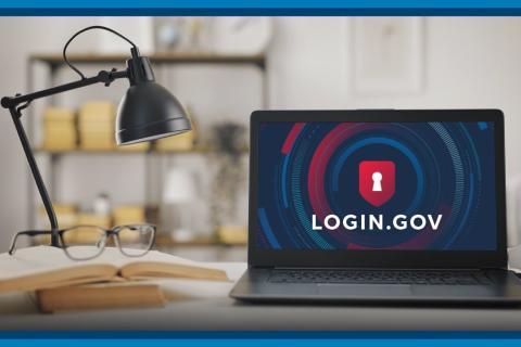 Login.gov logo on computer screen