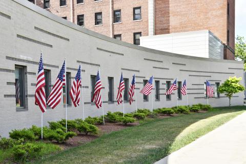 Outside in front of the Primary Care addition at VA Boston's West Roxbury campus.