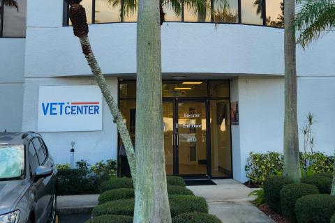 Entry to the Jupiter Vet Center is on the West side of the building