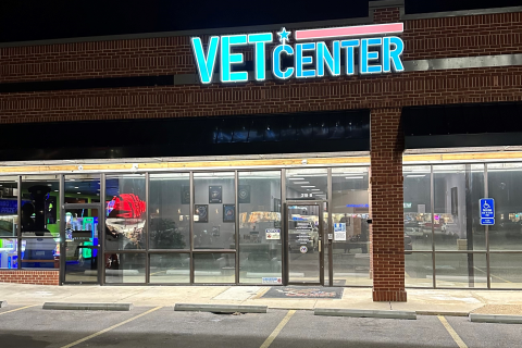 Exterior view of building. 