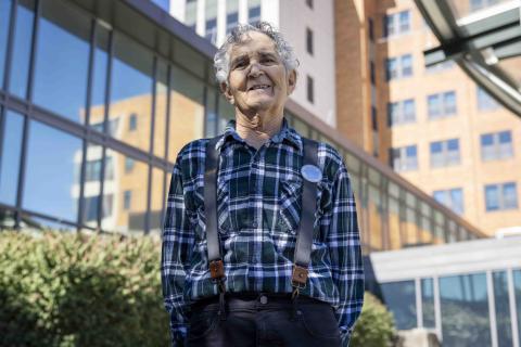 U.S. Marine Corps Veteran Thomas Morelli stands in front of the Wilmington VA Medical Center on October 11, 2024. 