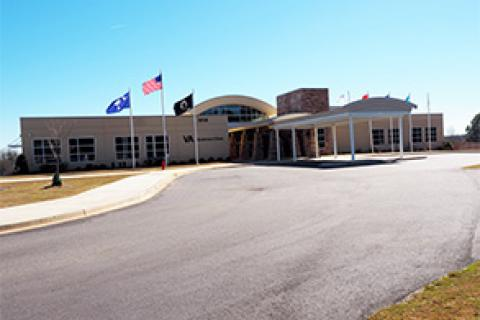 Front of the building as viewed from the street.