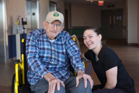 William Huff with is Physical Therapy Assistant Brittany Mills