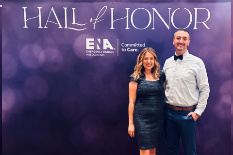 Ms. Ashley Lunkenheimer and Mr. Daniel Stanley are recognized by the Emergency Nurses Association on Sept. 17, 2025 in New Orleans Louisiana.