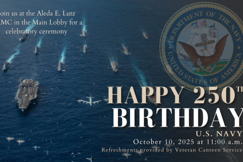 Navy battle group sailing on the ocean.