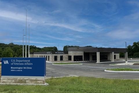 New Bloomington VA Clinic under a blue sky. 