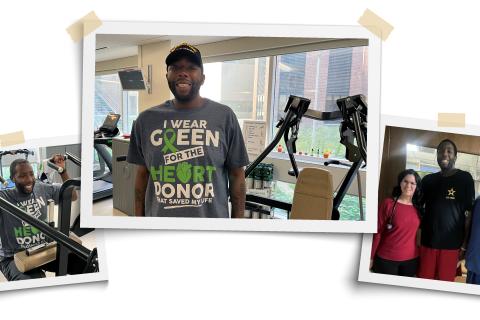 Keith McCarter in the gym and posing with his providers