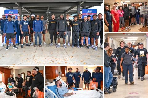 Birmingham Bowl football players deliver gifts to Birmingham VA Veterans