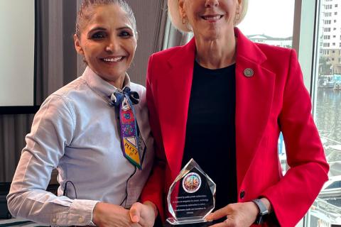 Dr. Indra Sandal and Mayor Jane Castor celebrate innovation and collaboration at the 2025 Veterans Health Venture Studio Hackathon 