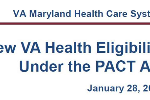 Graphic: VA Maryland Health Care System announces new VA health eligibility under the PACT Act, January 28, 2026.