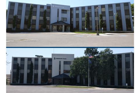 Collage of both North Portland VA Clinic buildings. Top is building 3. Bottom is building 5.