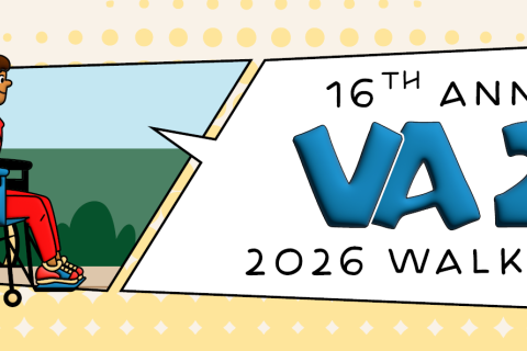 Graphic for 16th Annual VA2K 2016 Walk &amp; Roll with people in wheelchairs.