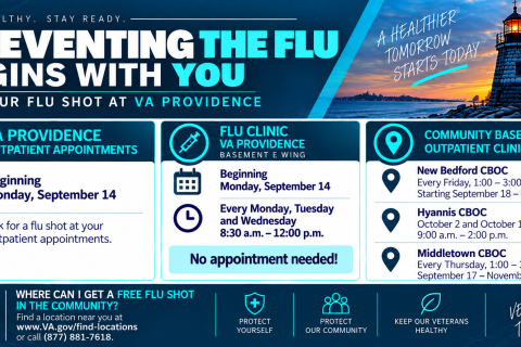 Poster for flu prevention in Ex Providence with schedule and locations.