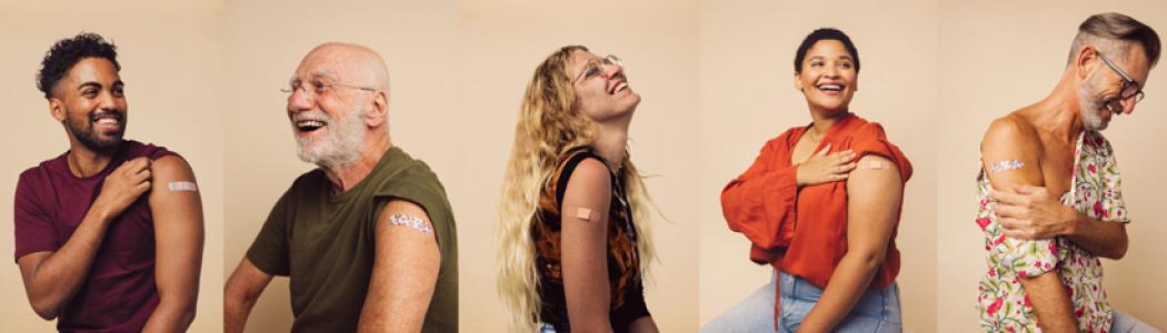 happy people who have received their flu vaccination