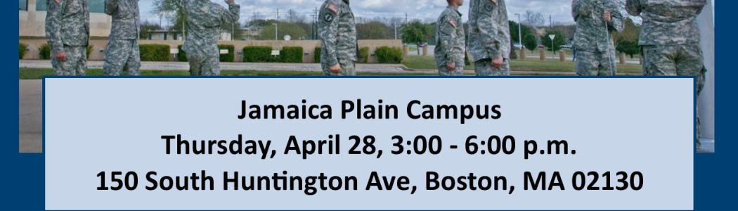 Flyer for Job Fair, VA Jamaica Plain Campus, Thursday, April 28, 3:00 - 6:00 p.m., 150 South Huntington Ave., Boston, MA 02130