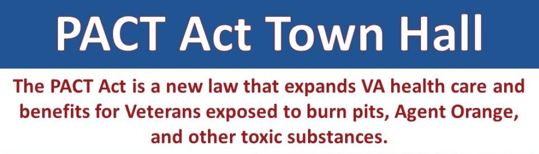 Graphic: Mass. PACT Act Town Hall, Dec. 15 at noon. Attend in person at the West Roxbury campus canteen conference room, call in to 855-756-7520 ext. 89980#, or watch on Facebook live.