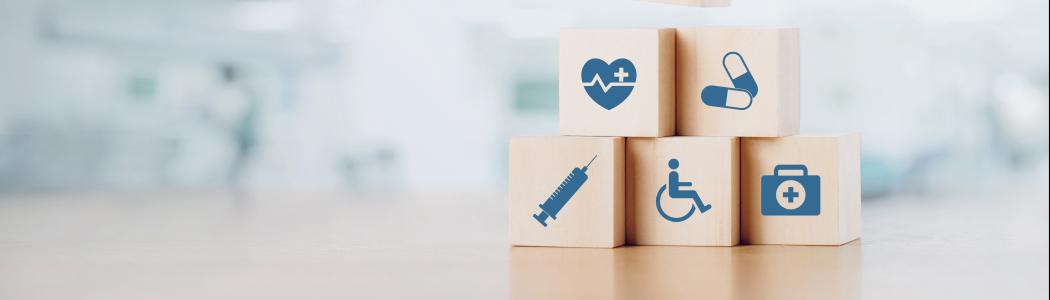 cubes with medical pictures