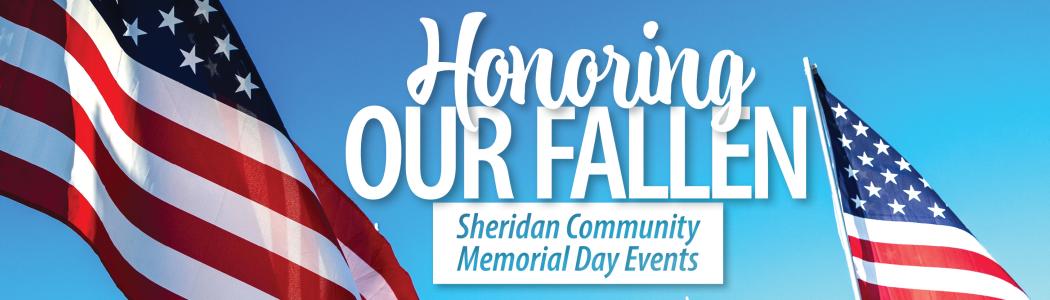 Event banner for Sheridan community Memorial Day events.
