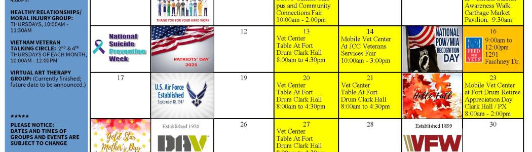 Watertown Vet Center Calendar