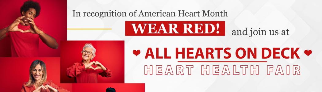 American Heart Health Month Heart Heath Fair with the theme of All Hearts on Deck event flyer
