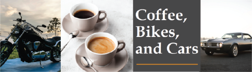 Coffee bikes and Cars event banner