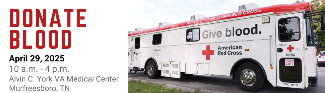 Blood drive April 29 from 10 - 4 at the Alvin C. York campus