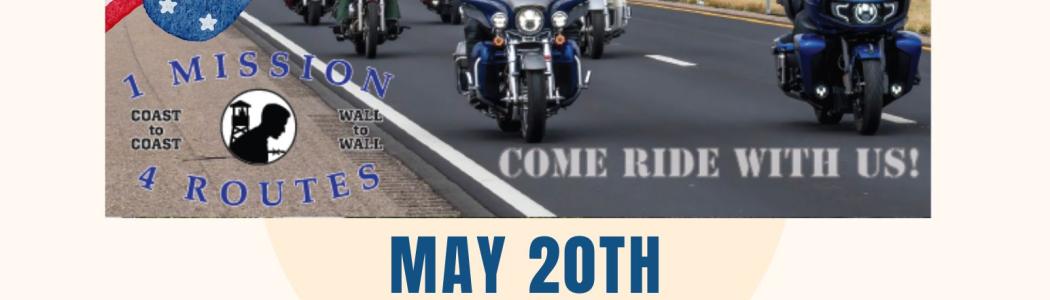 Flyer for the Run For the Wall event featuring motorcycle riders riding on a desert road