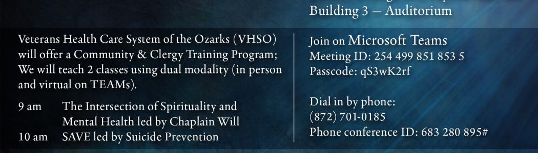 information on training for clergy on spiritual mental health and suicide prevention for Veterans