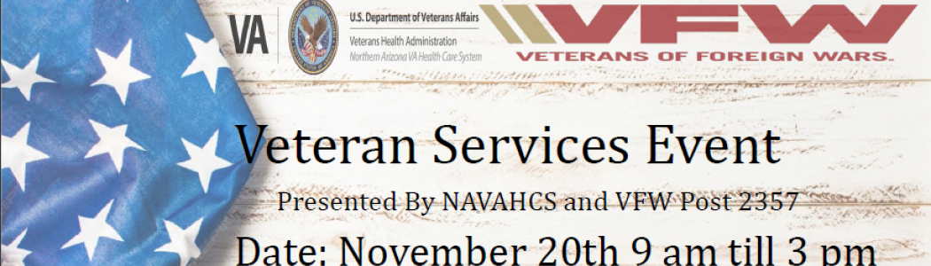 Veterans Services Event taking place at the Bouse VFW on November 20, 2025. 