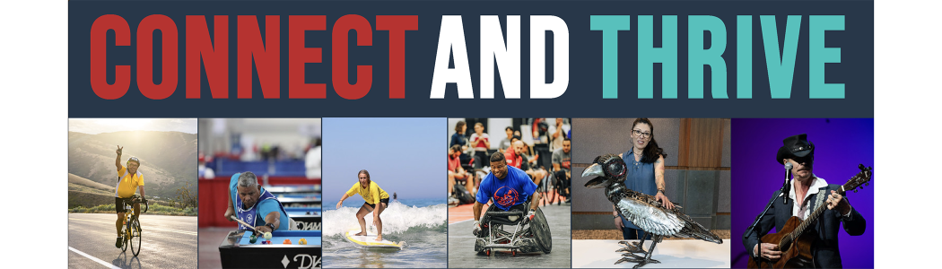 "Connect and Thrive" banner with diverse images of people engaging in various activities.